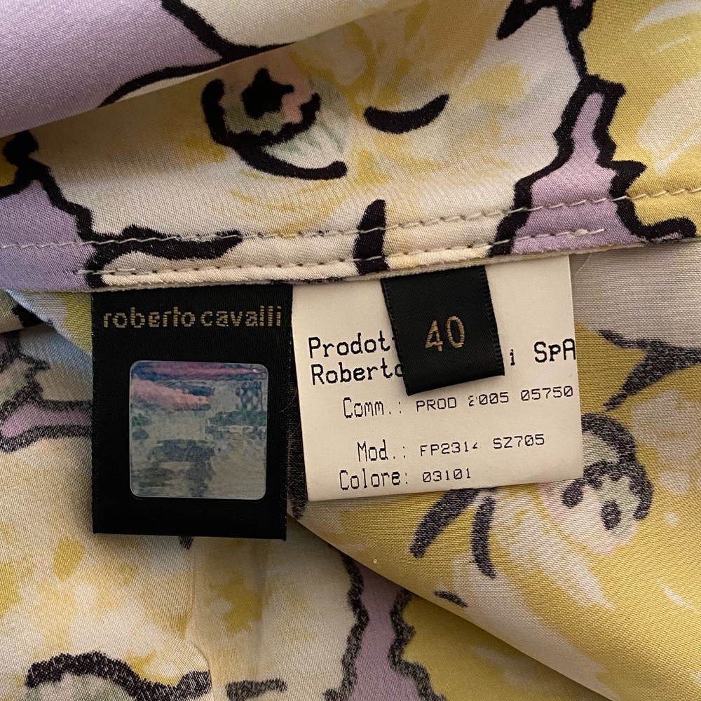 Roberto Cavalli Yellow Floral Skirt with Black & White Zebra Waistband - Picture 12 of 16